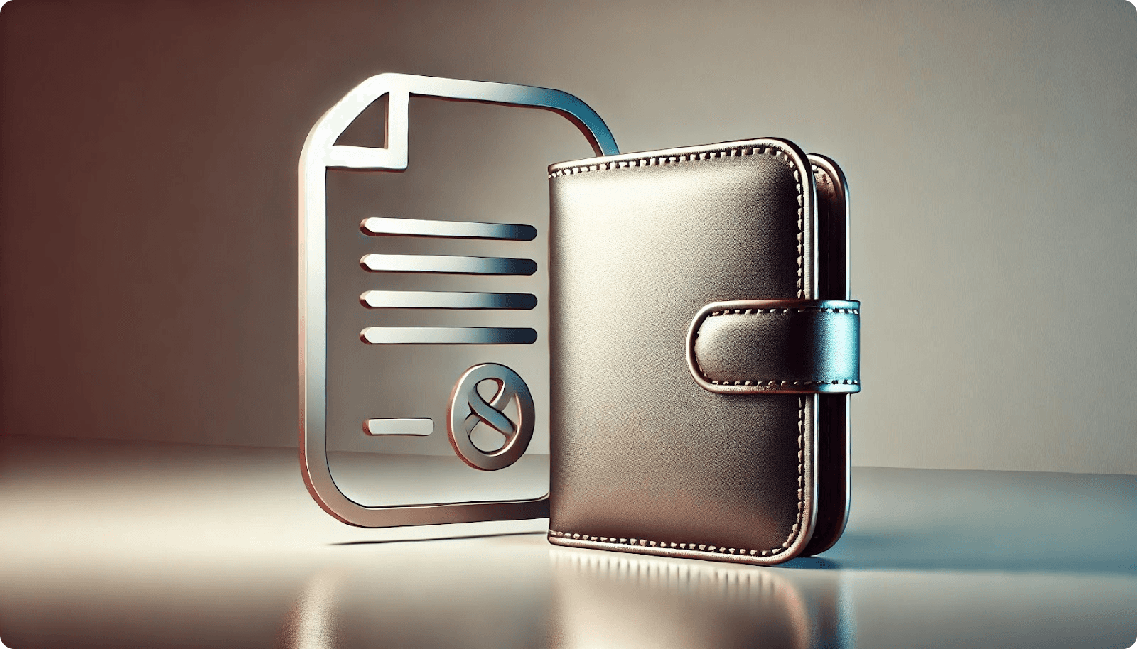 A metallic and minimalist wallet with a contract